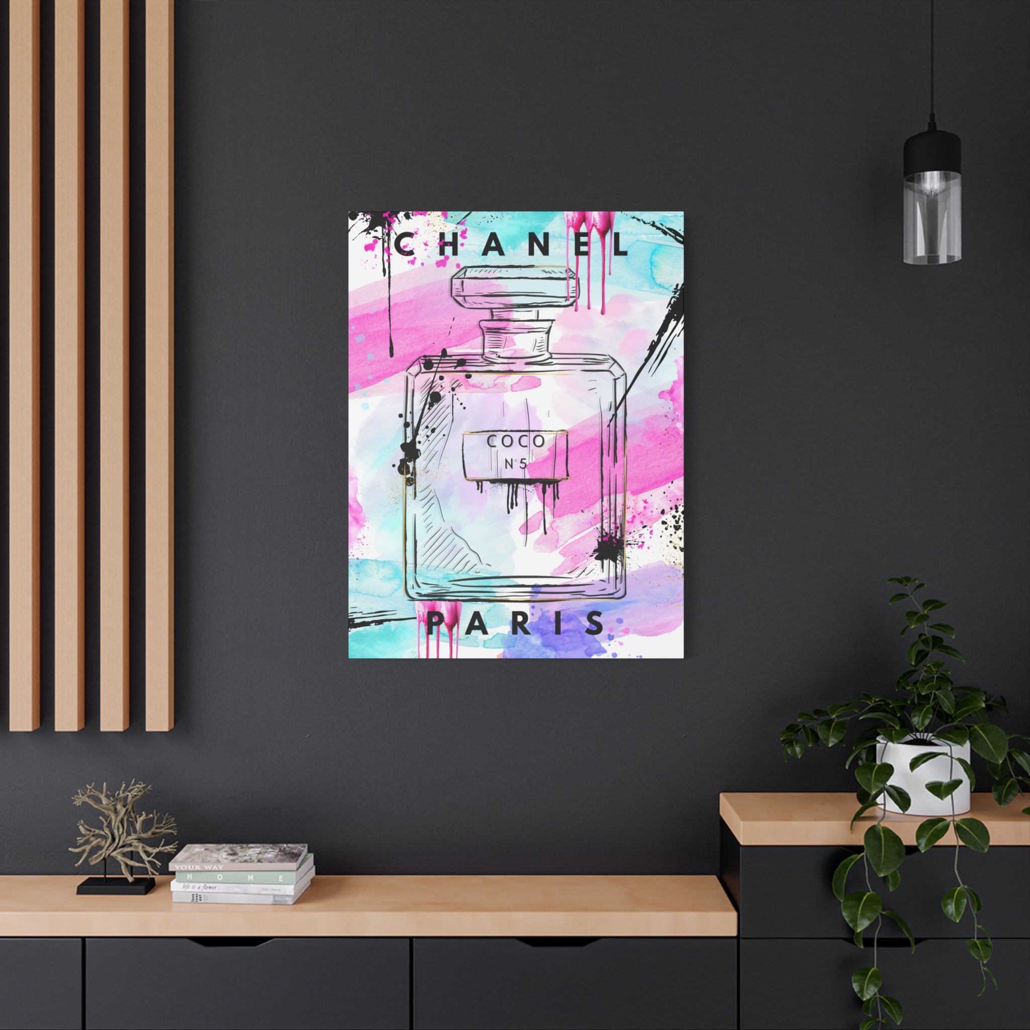 Coco No.5 Watercolor Perfume Bottle Matte Canvas Wall Art