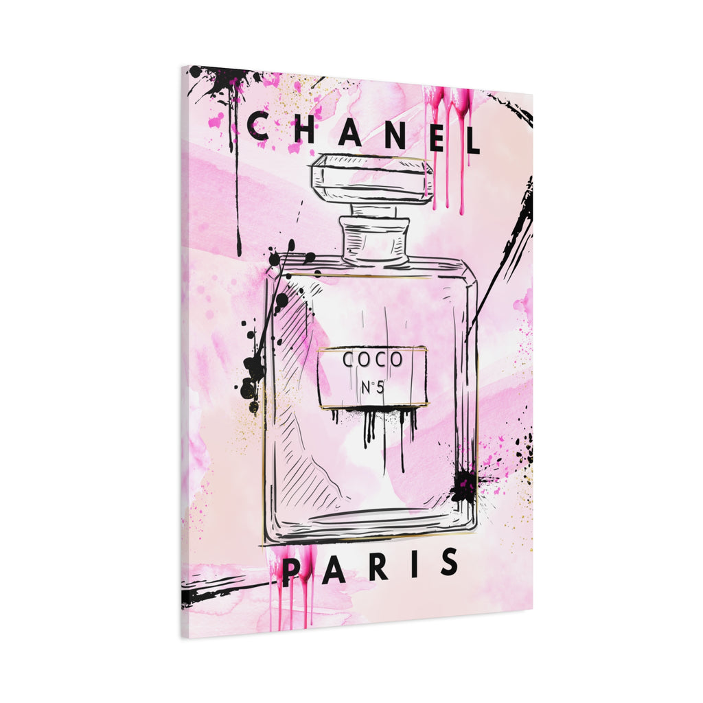 Coco No.5 Perfume Bottle Pink Canvas Wall Art