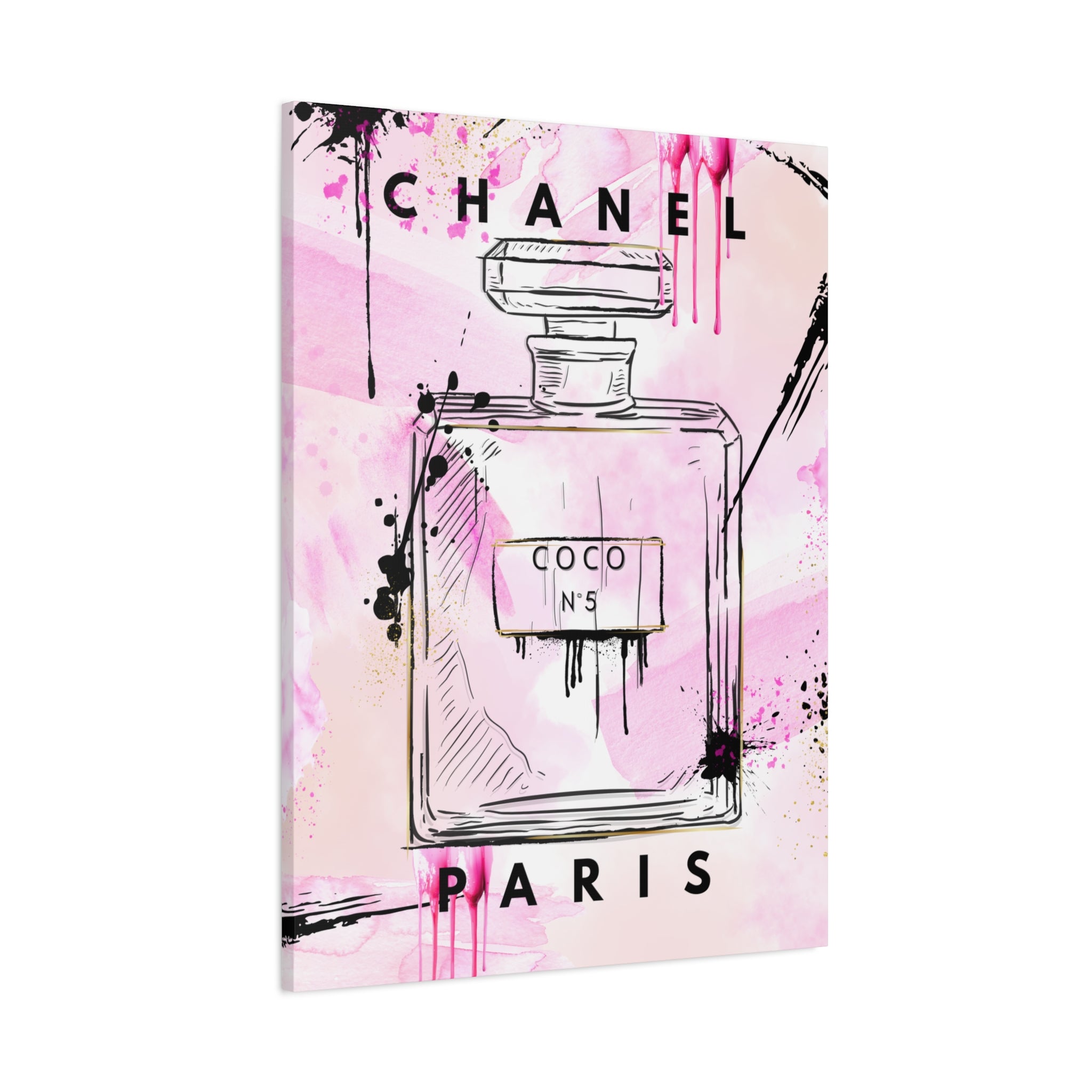 Coco No.5 Perfume Bottle Pink Canvas Wall Art