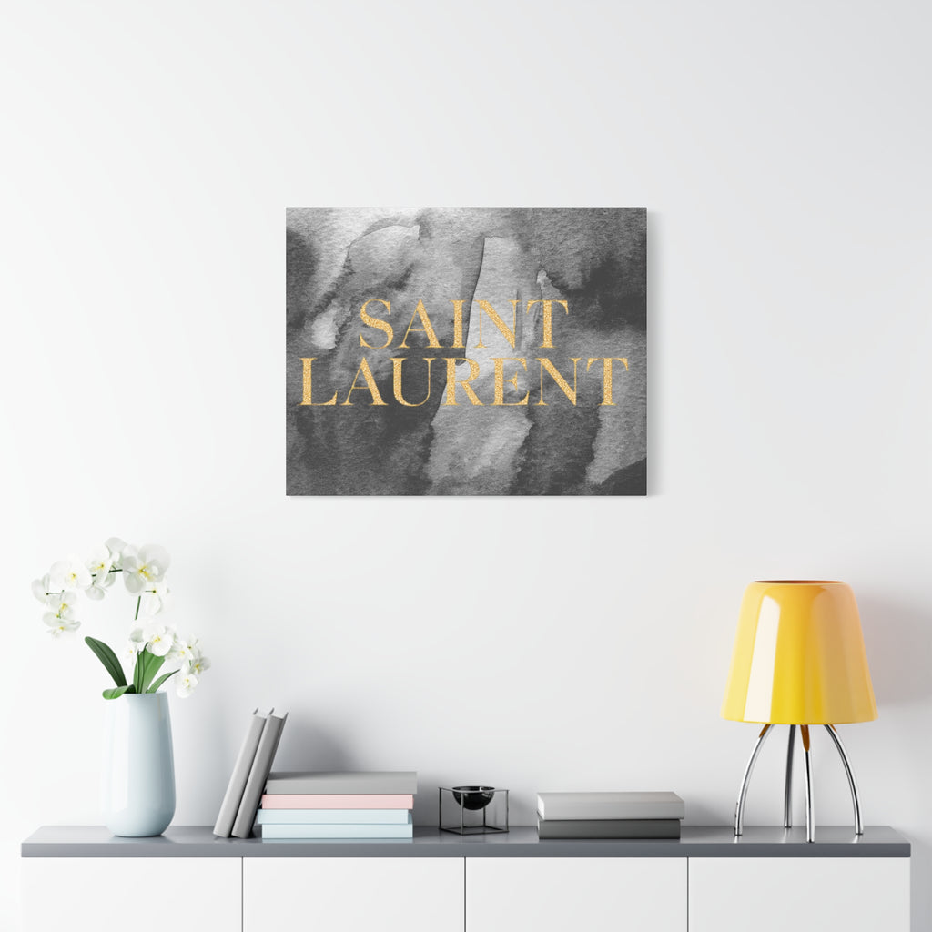 Saint Laurent Gold Text Canvas Wall Art
