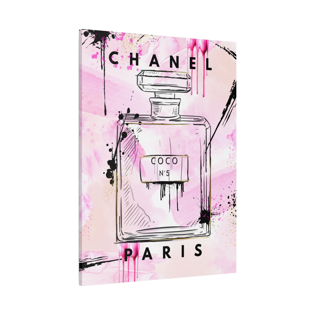 Coco No.5 Perfume Bottle Pink Canvas Wall Art