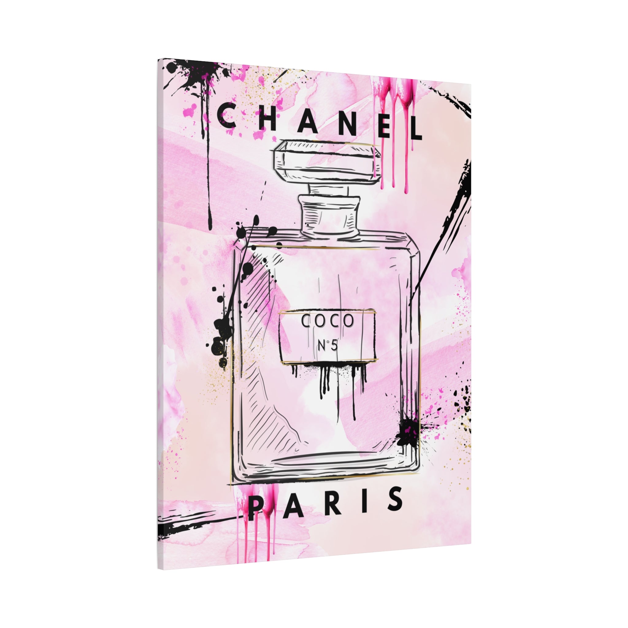 Coco No.5 Perfume Bottle Pink Canvas Wall Art