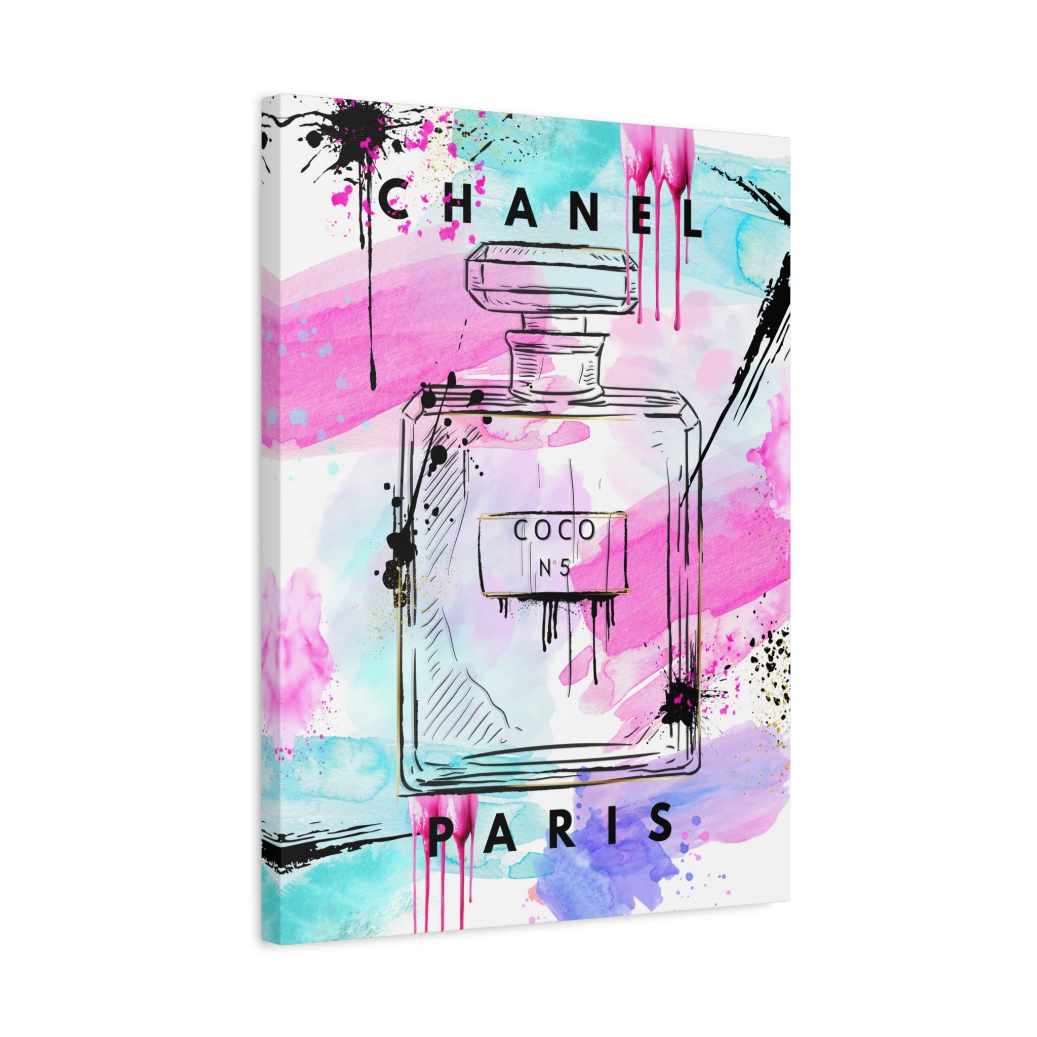 Coco No.5 Watercolor Perfume Bottle Matte Canvas Wall Art