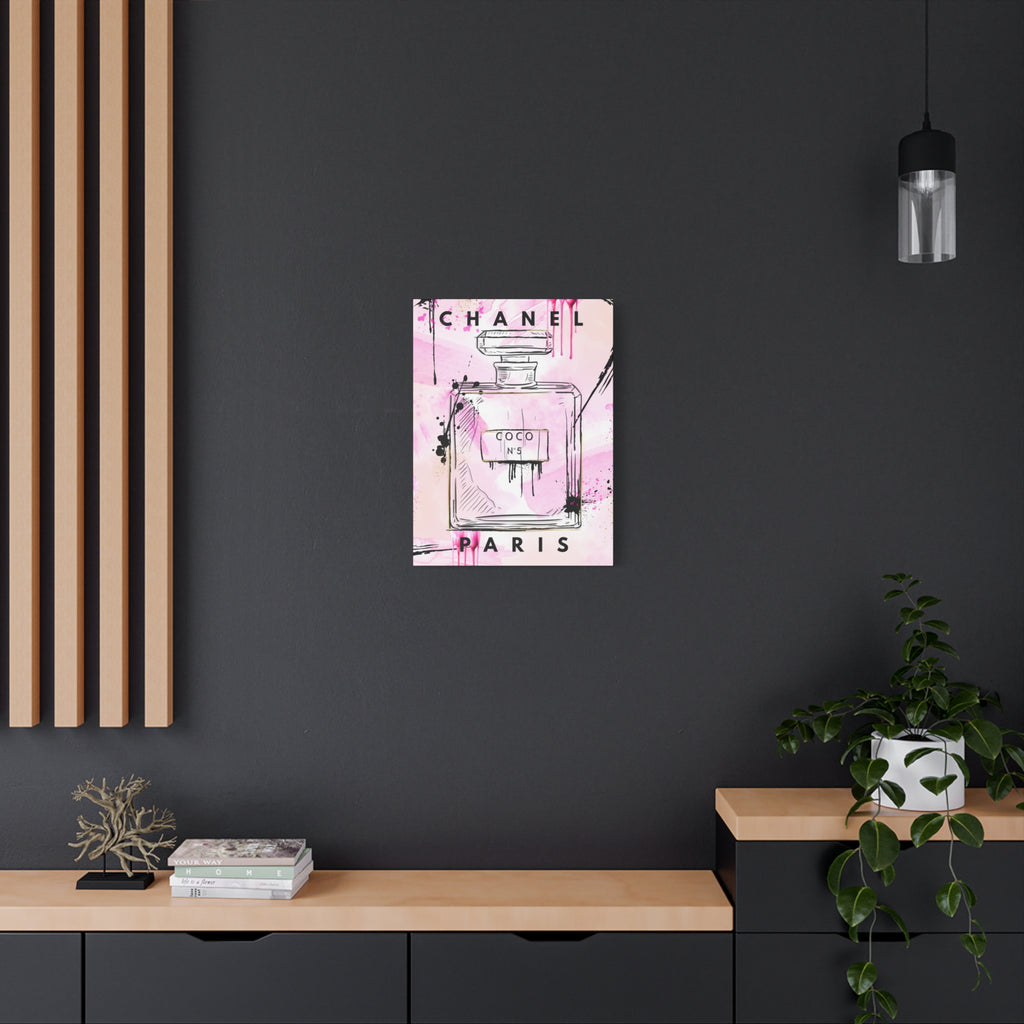 Coco No.5 Perfume Bottle Pink Canvas Wall Art