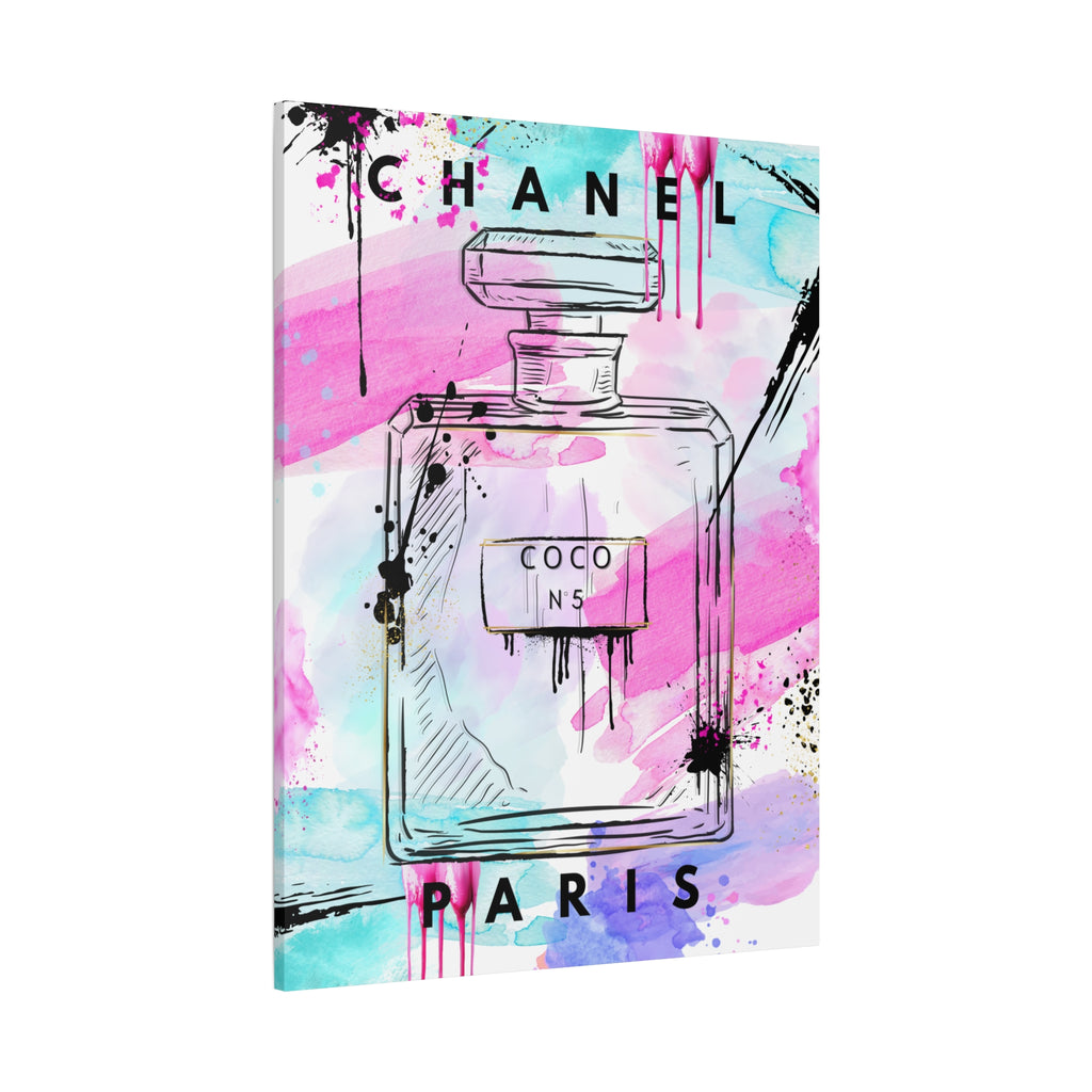 Coco No.5 Watercolor Perfume Bottle Matte Canvas Wall Art