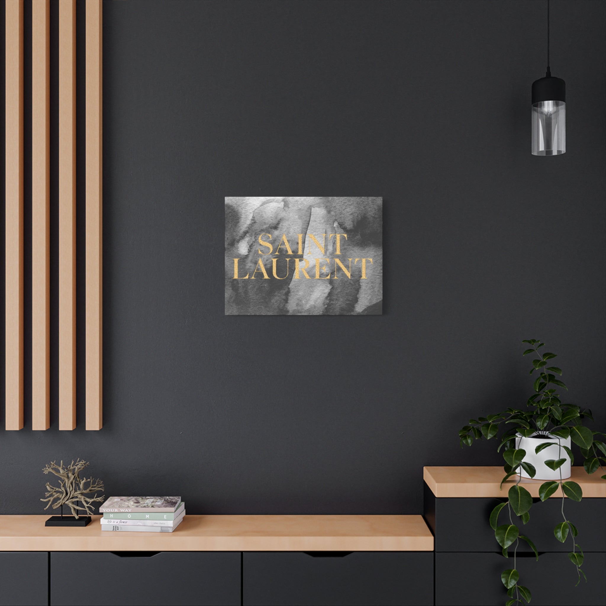Saint Laurent Gold Text Canvas Wall Art