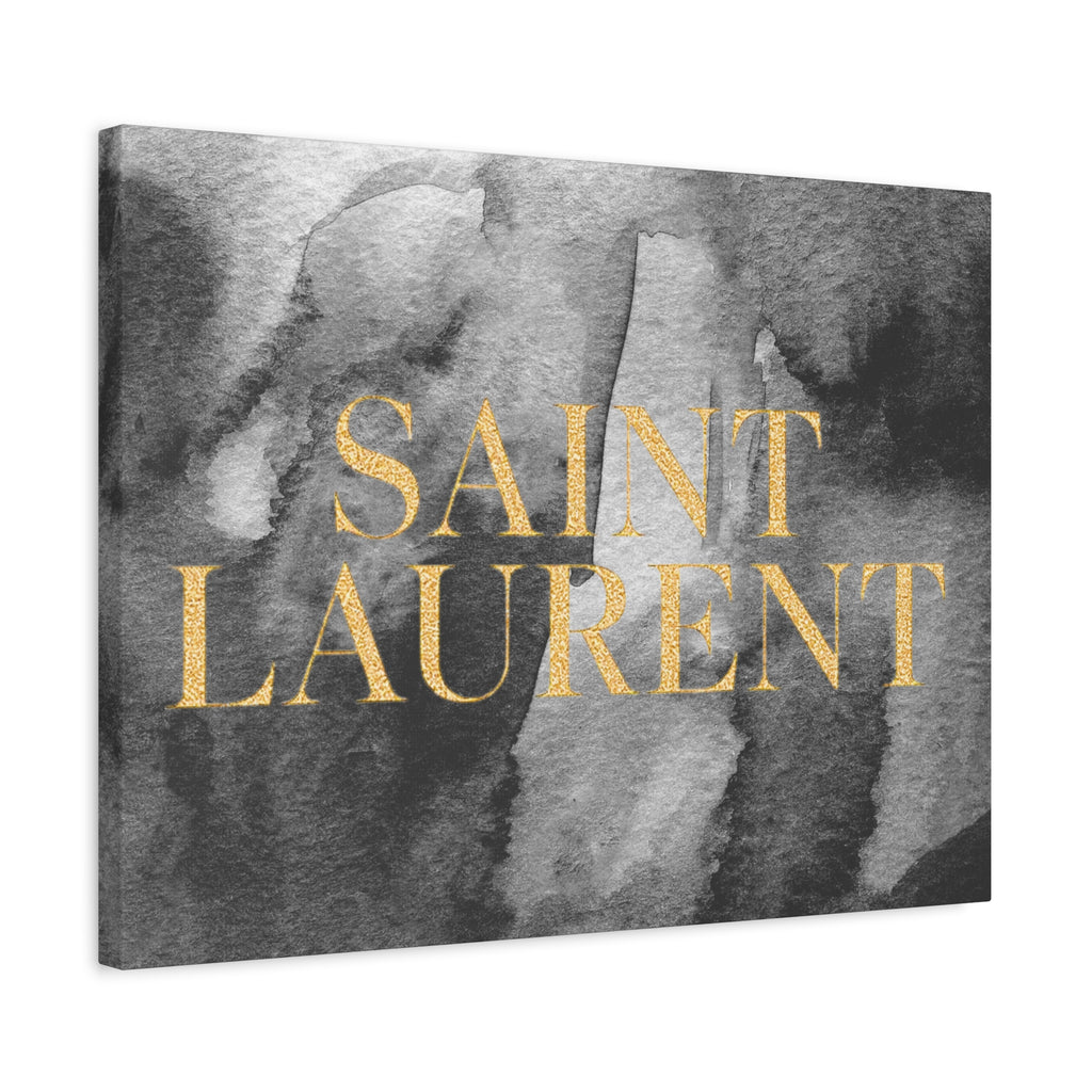 Saint Laurent Gold Text Canvas Wall Art