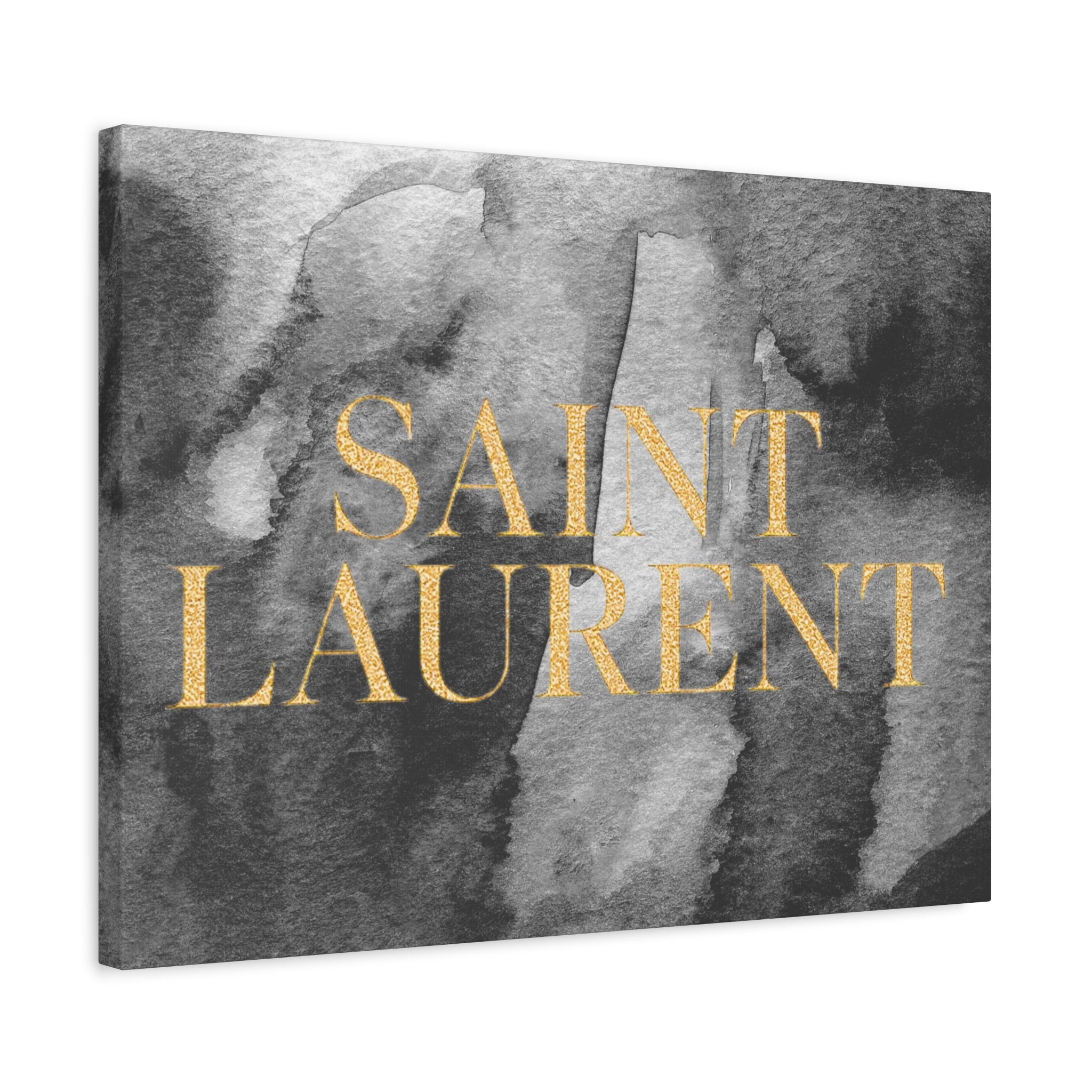 Saint Laurent Gold Text Canvas Wall Art