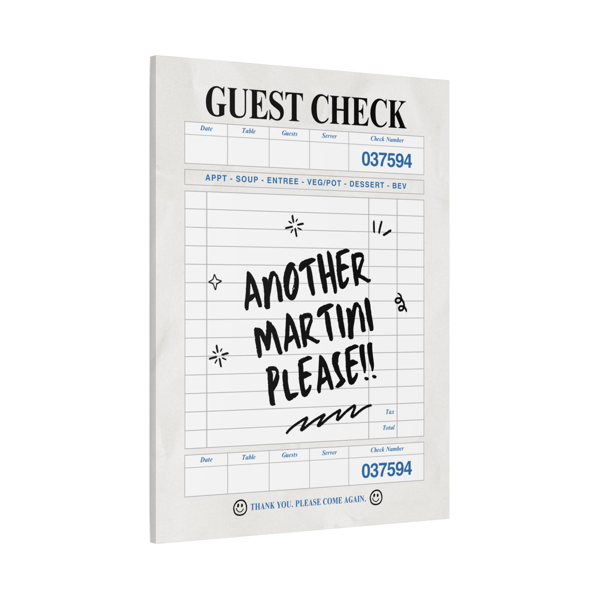 'GUEST CHECK' ART CANVAS