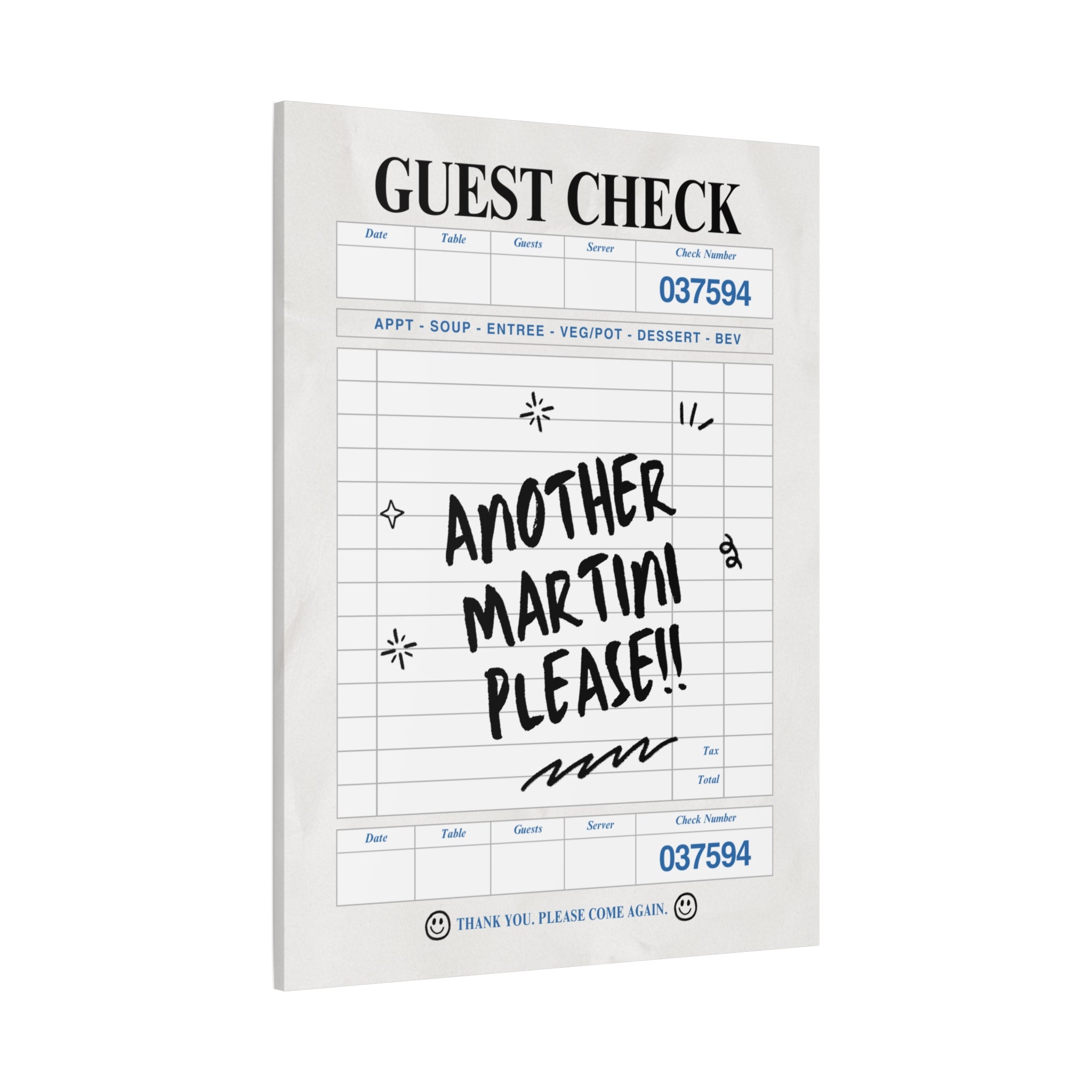 'GUEST CHECK' ART CANVAS