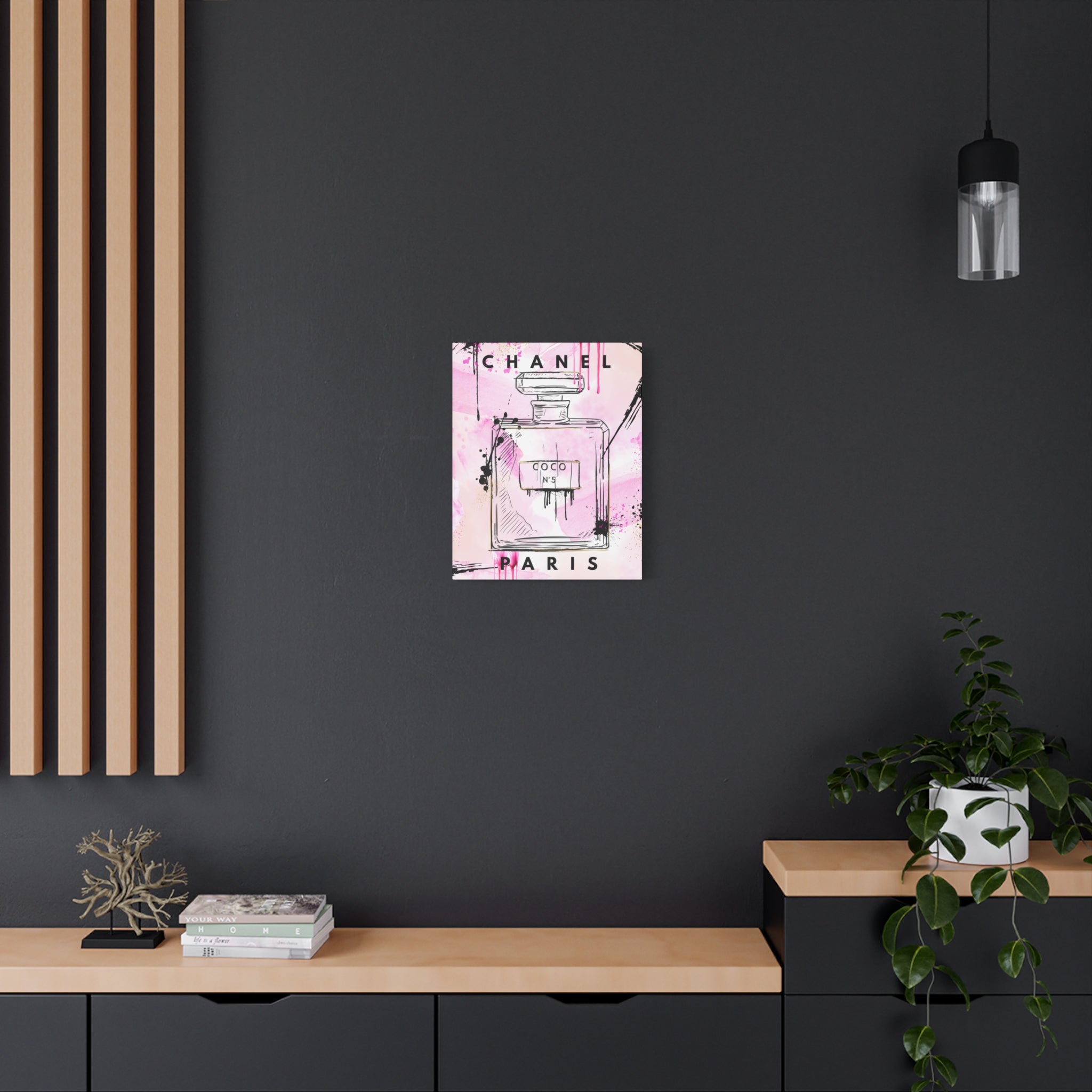 Coco No.5 Perfume Bottle Pink Canvas Wall Art