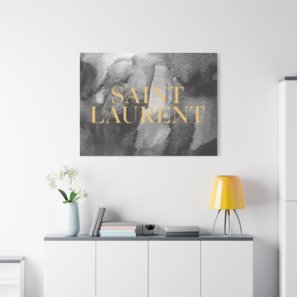 Saint Laurent Gold Text Canvas Wall Art
