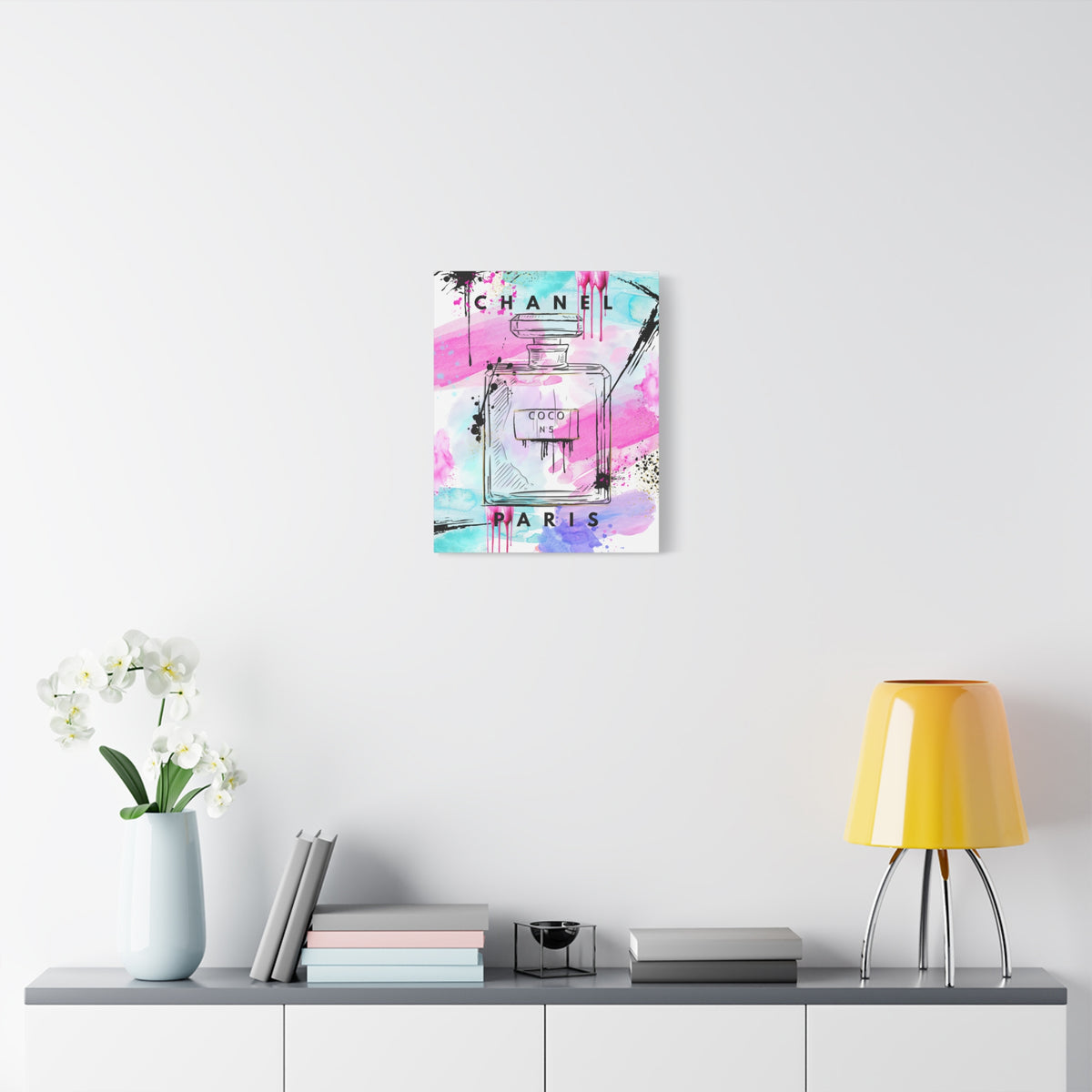 Coco No.5 Watercolor Perfume Bottle Matte Canvas Wall Art
