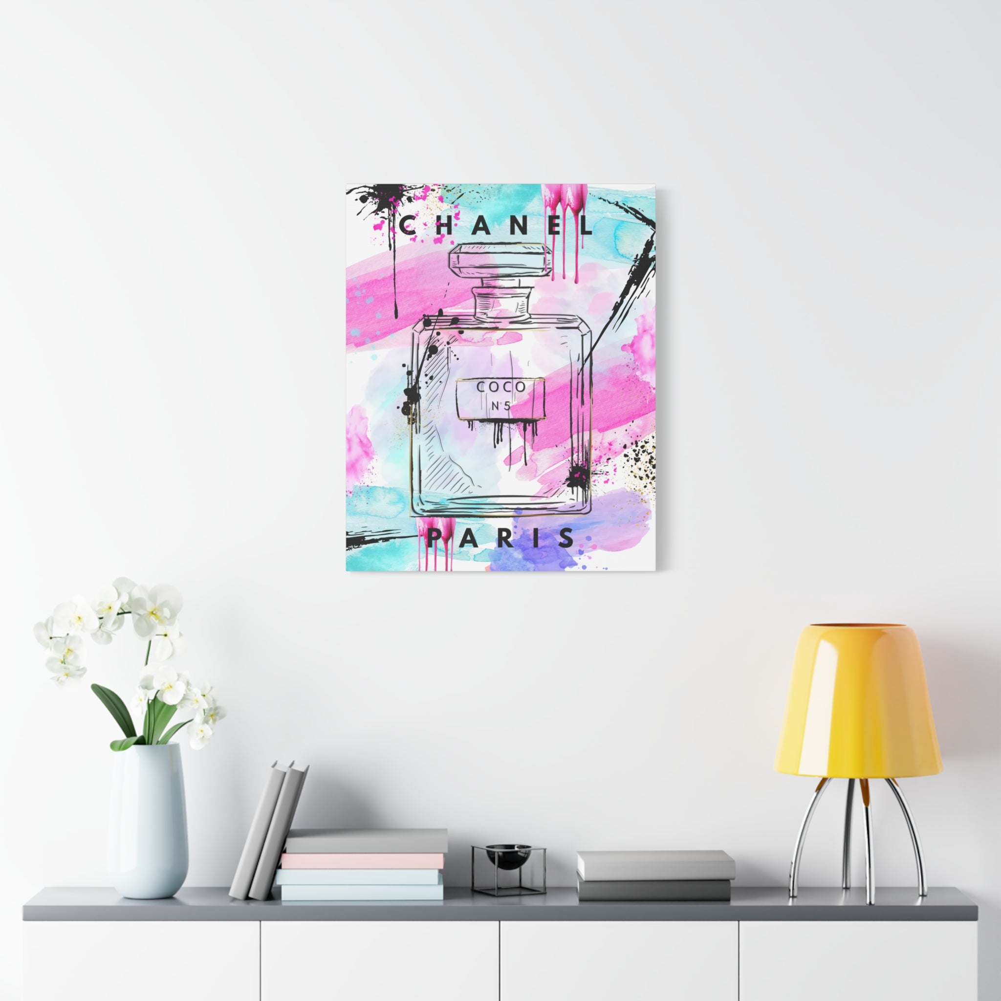Coco No.5 Watercolor Perfume Bottle Matte Canvas Wall Art