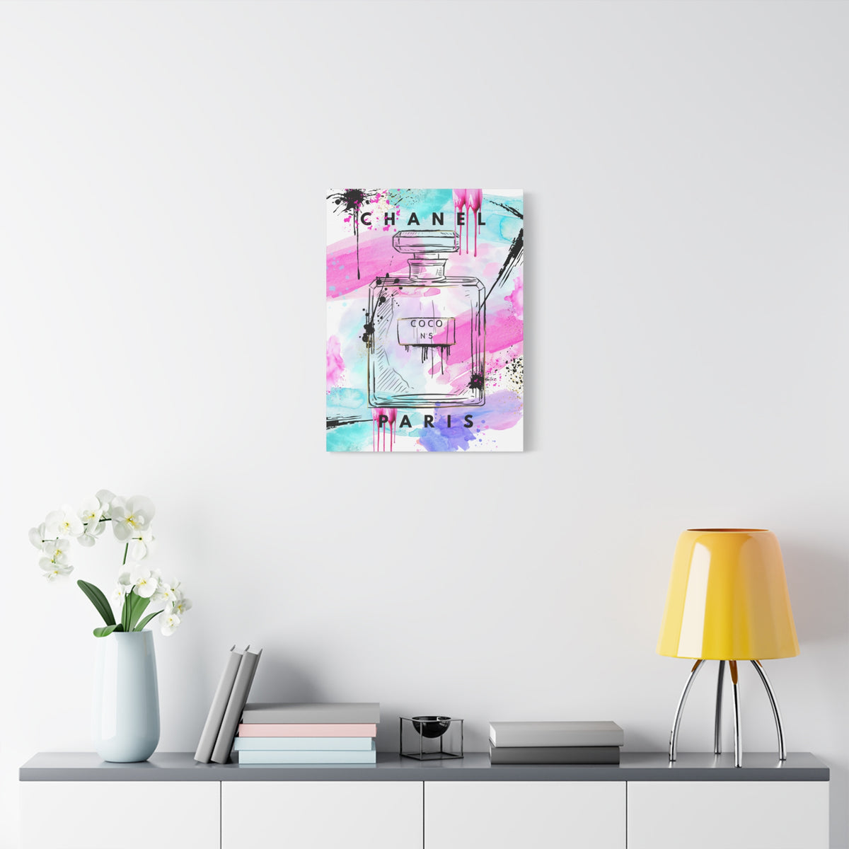 Coco No.5 Watercolor Perfume Bottle Matte Canvas Wall Art