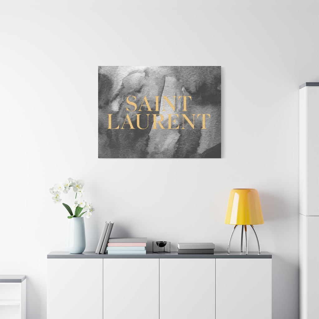 Saint Laurent Gold Text Canvas Wall Art