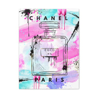Coco No.5 Watercolor Perfume Bottle Matte Canvas Wall Art