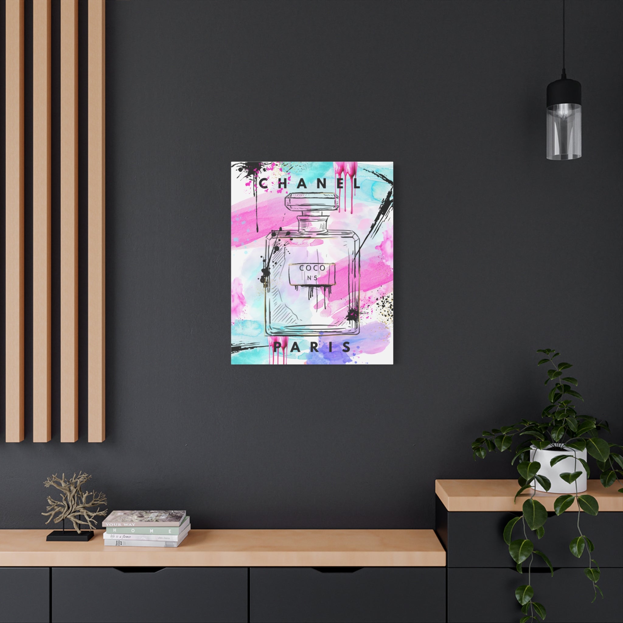 Coco No.5 Watercolor Perfume Bottle Matte Canvas Wall Art