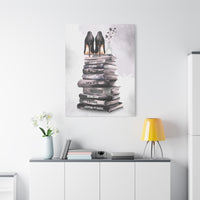 Fashion Books & Heels Canvas Wall Art — Chic Stack Print