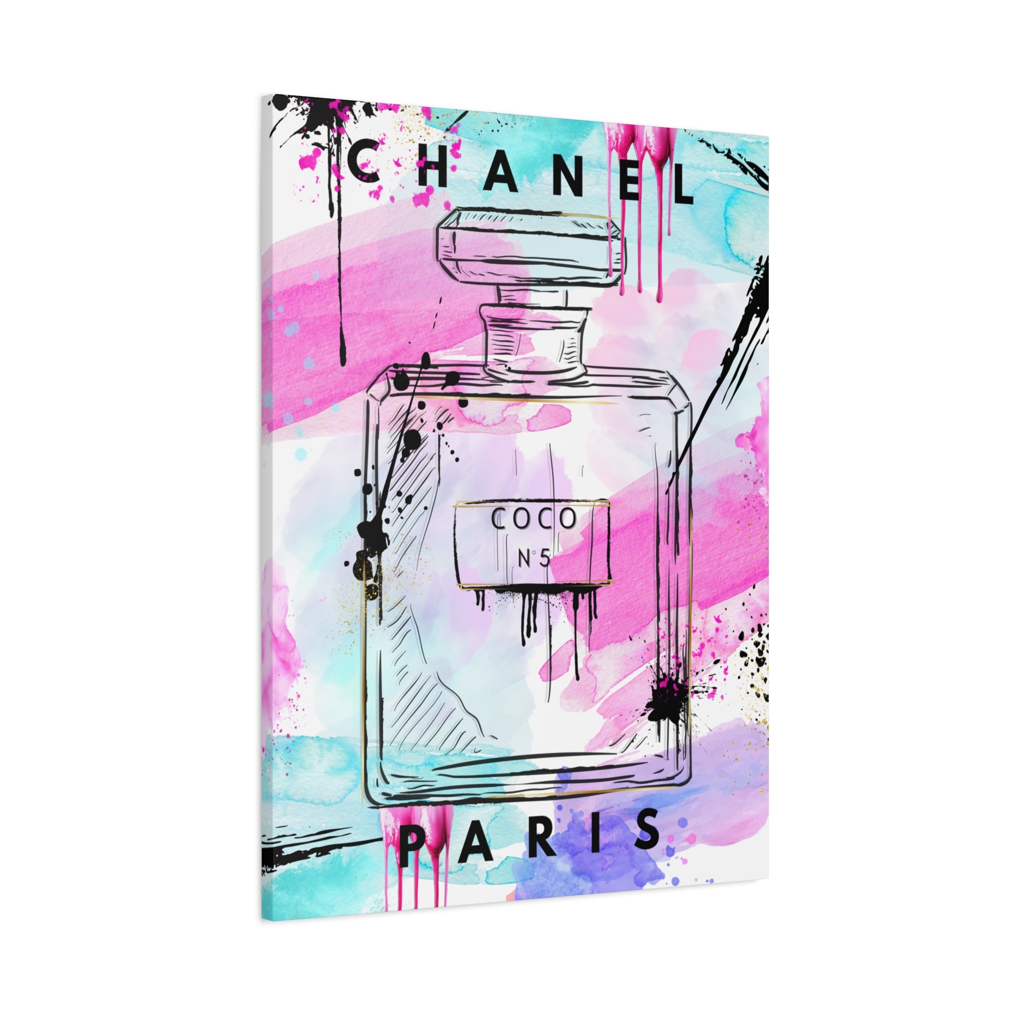 Coco No.5 Watercolor Perfume Bottle Matte Canvas Wall Art