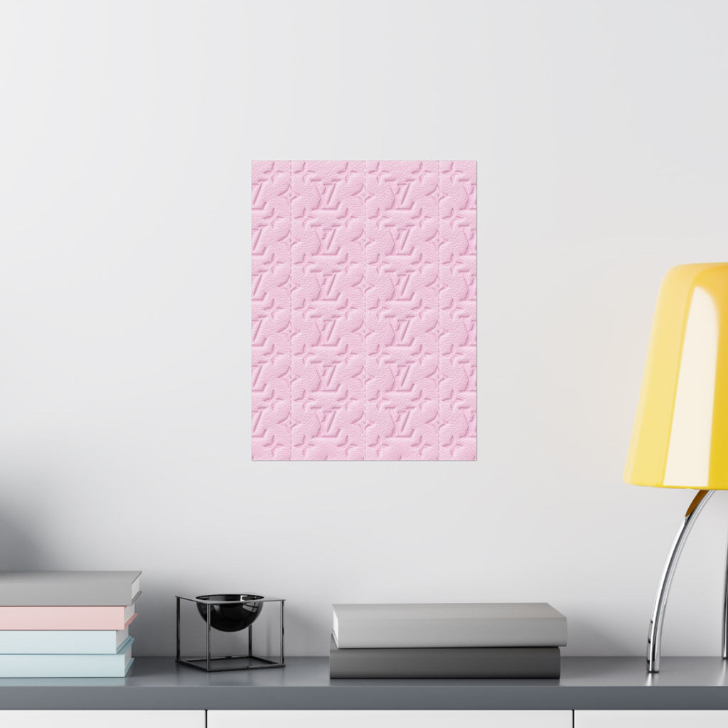 Pink Embossed Pattern Matte Poster — Luxury Monogram Texture Wall Art