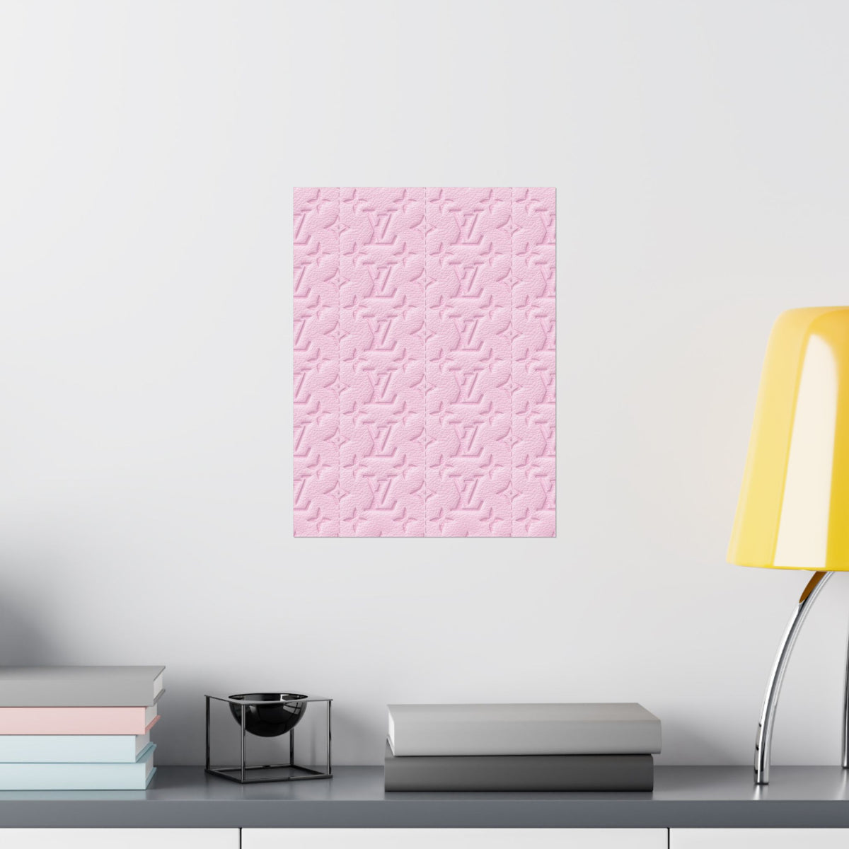 Pink Embossed Pattern Matte Poster — Luxury Monogram Texture Wall Art
