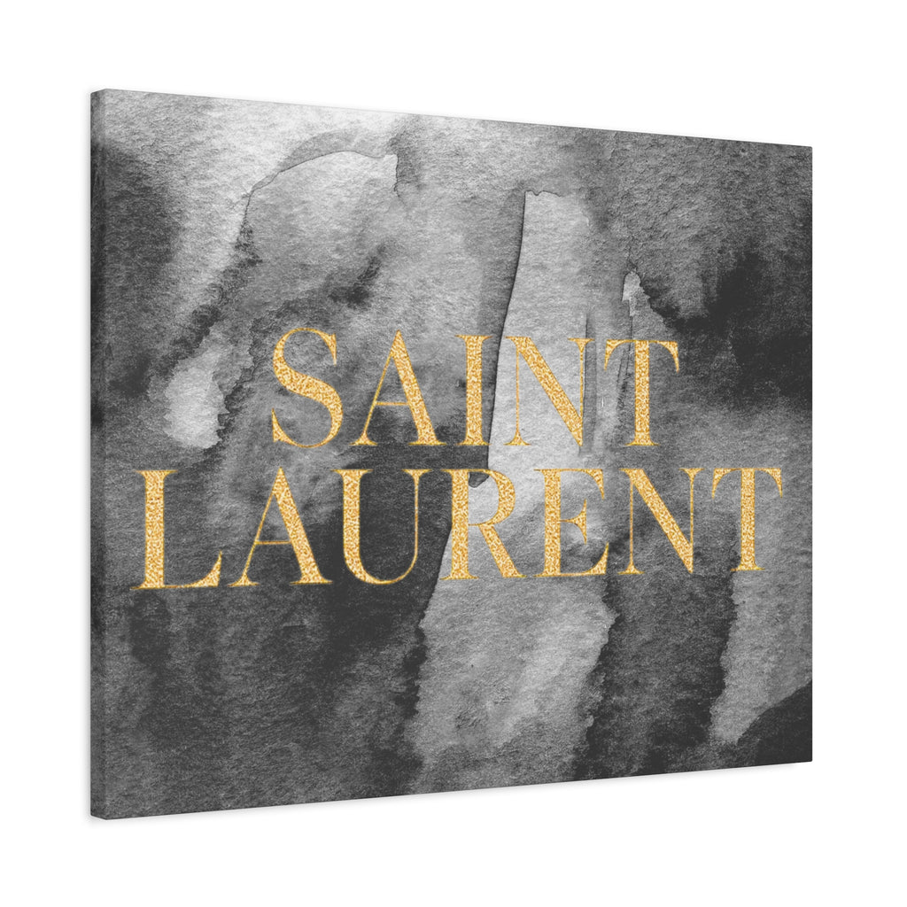 Saint Laurent Gold Text Canvas Wall Art
