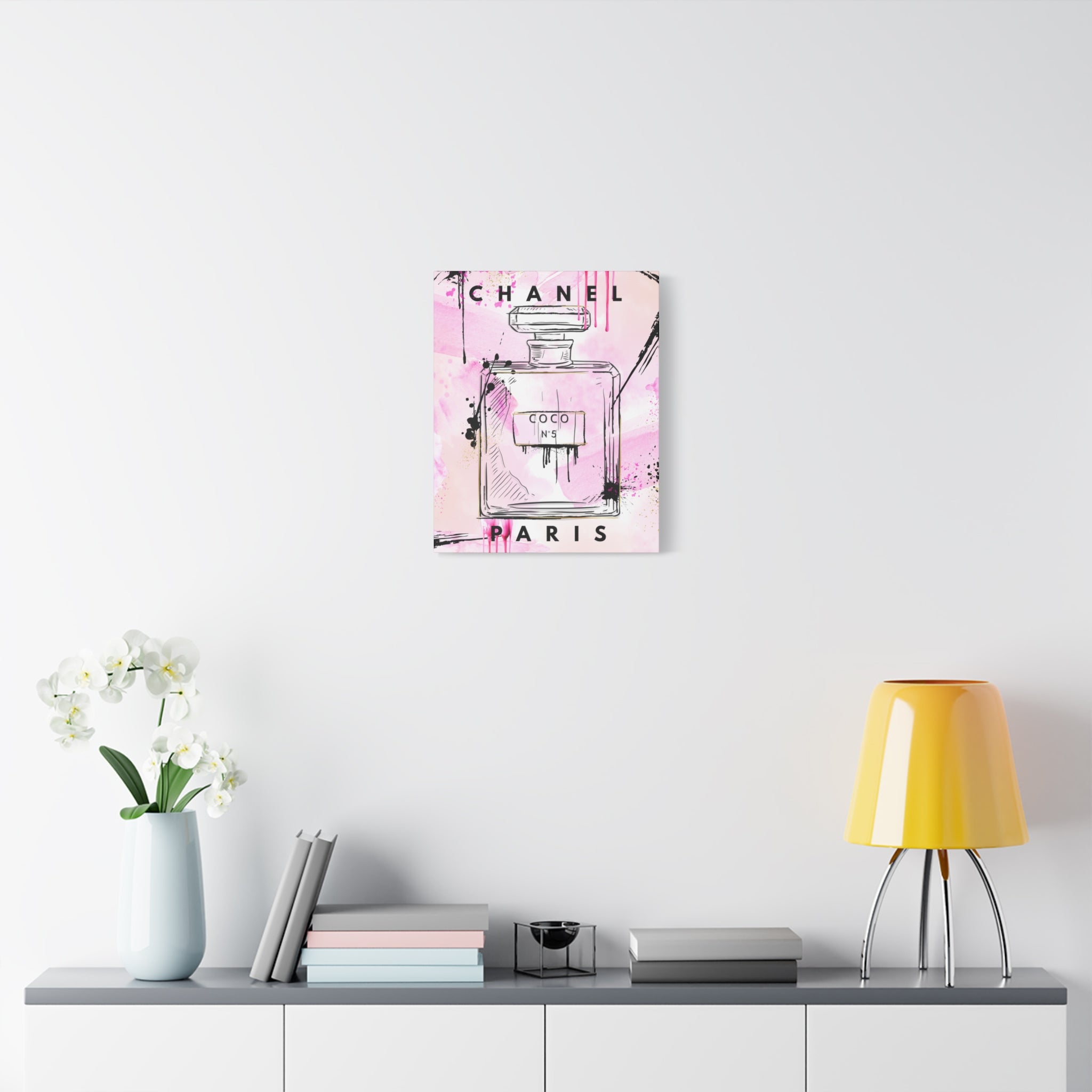 Coco No.5 Perfume Bottle Pink Canvas Wall Art