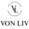 Black and white logo of 'VON LIV' on a white background