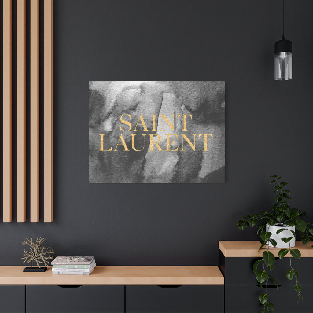 Saint Laurent Gold Text Canvas Wall Art
