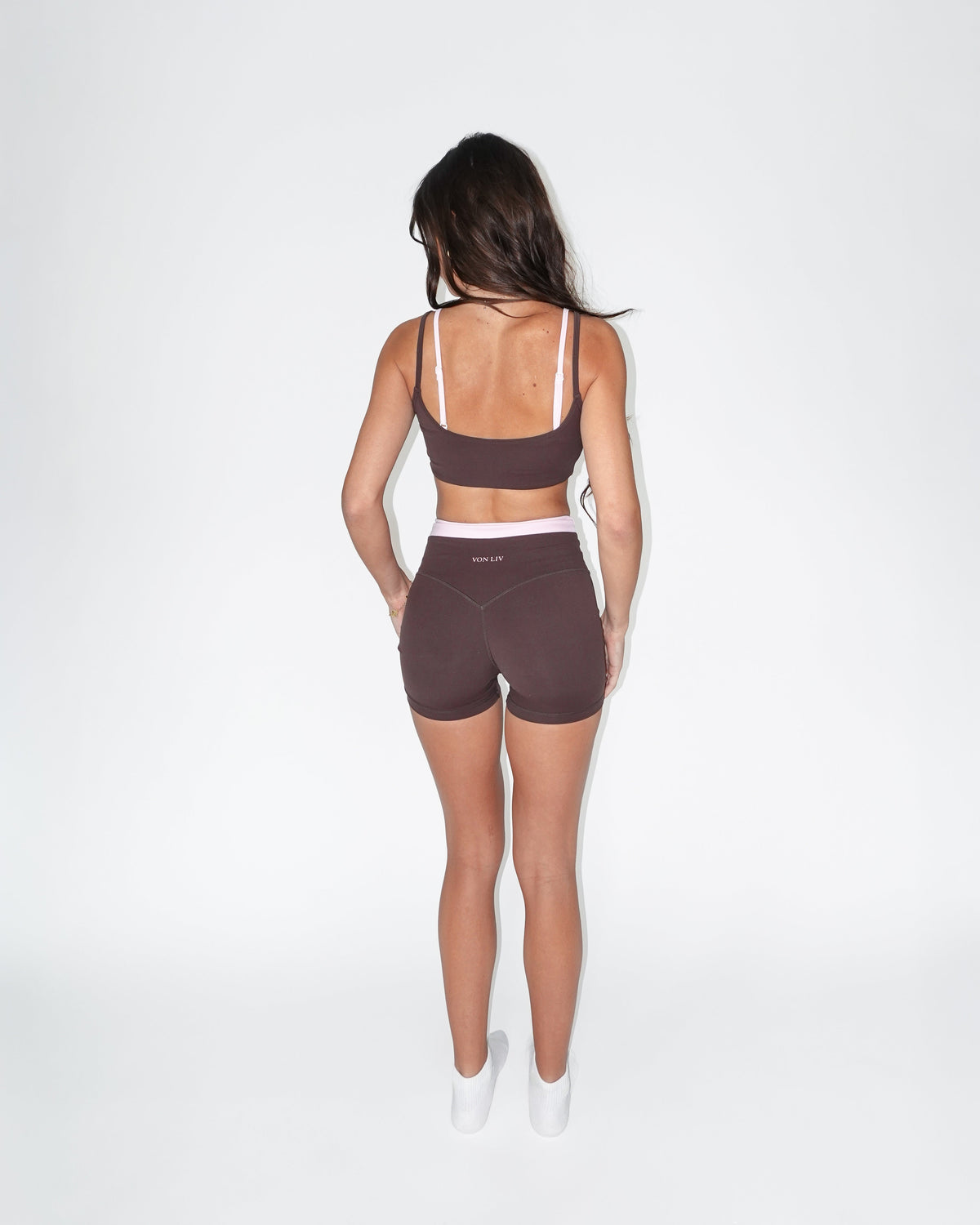 Layered Scoop Bra - Coffee Brown/Pink Peony