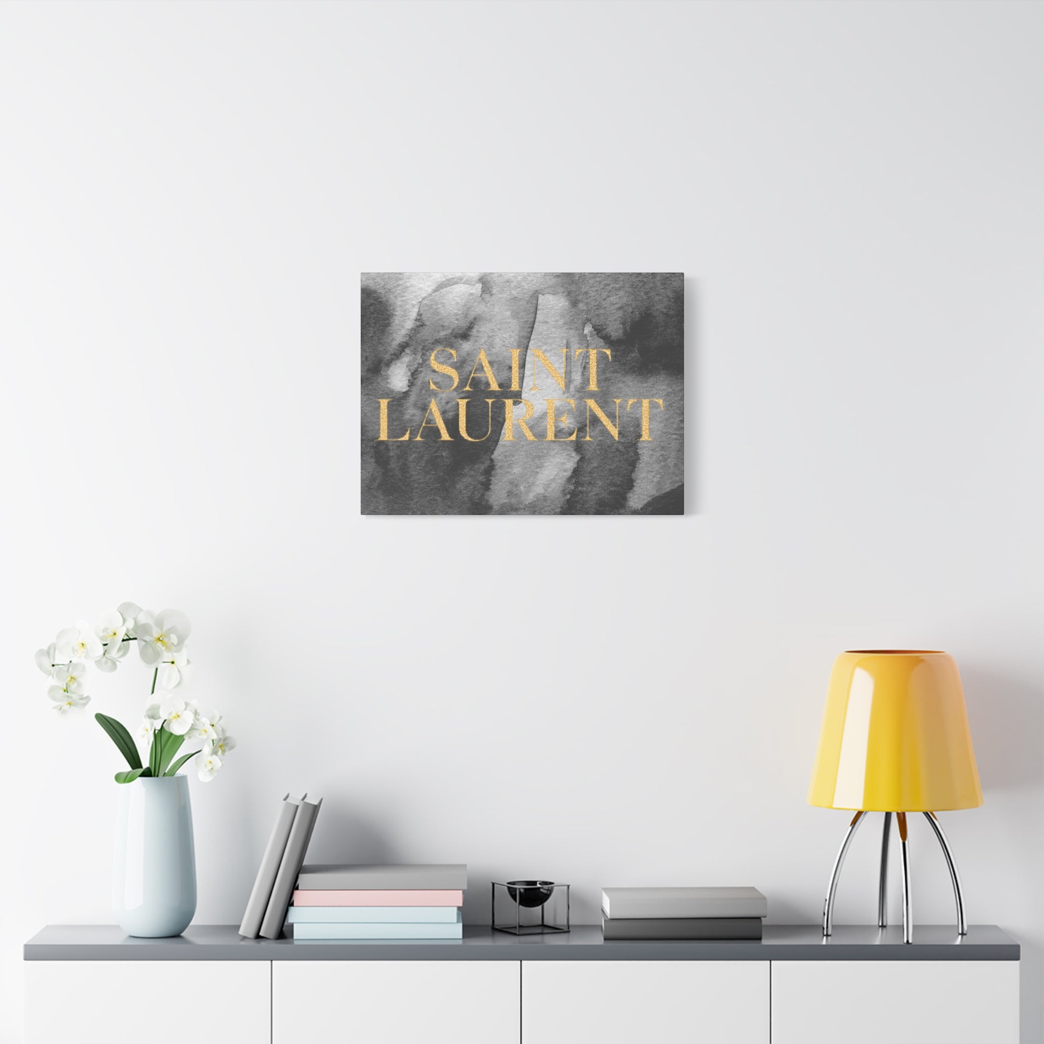 Saint Laurent Gold Text Canvas Wall Art