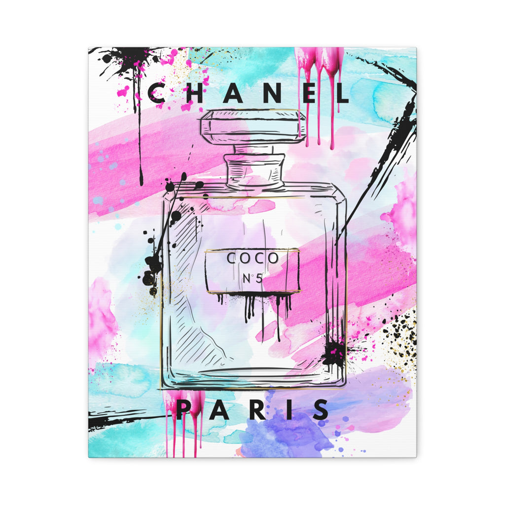 Coco No.5 Watercolor Perfume Bottle Matte Canvas Wall Art