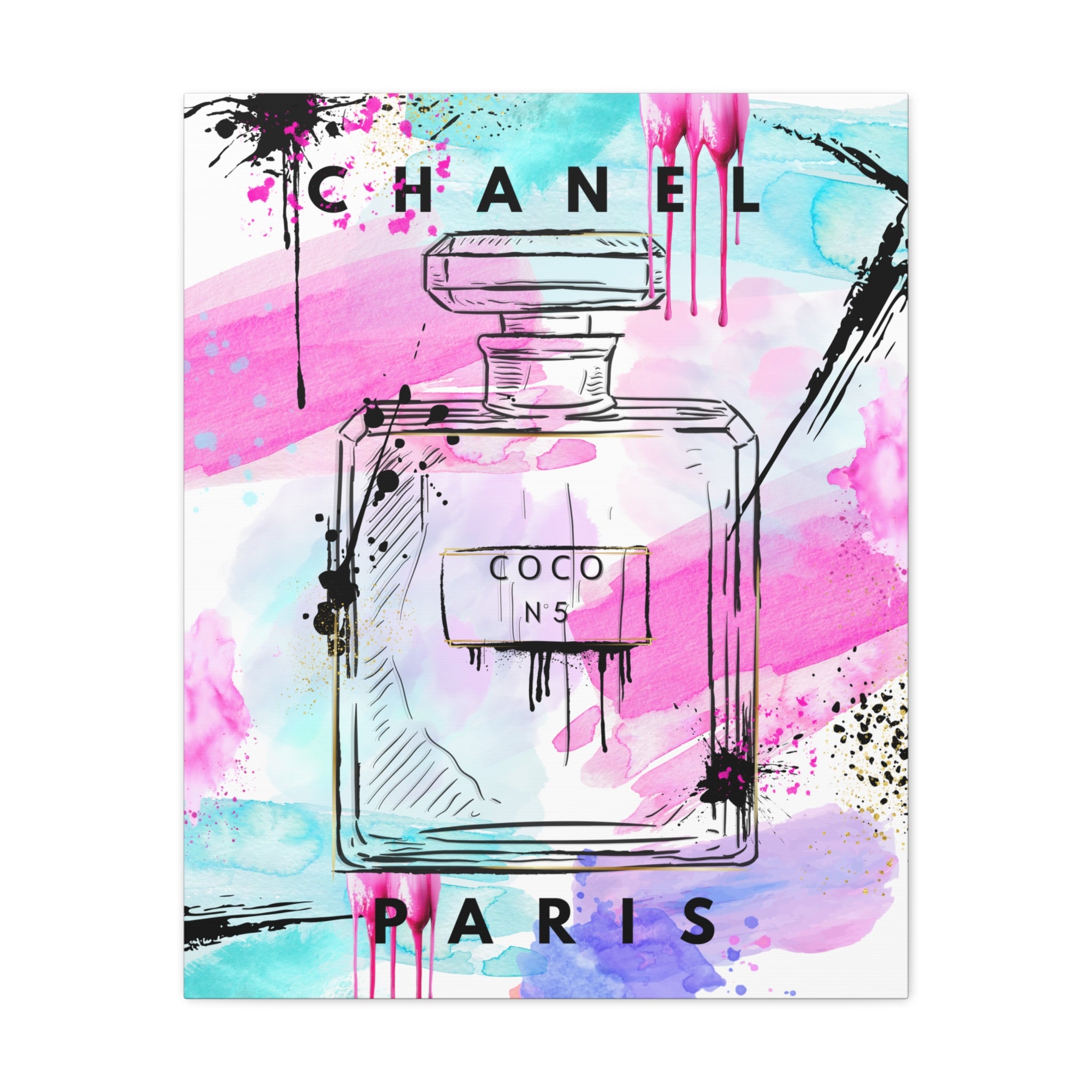 Coco No.5 Watercolor Perfume Bottle Matte Canvas Wall Art