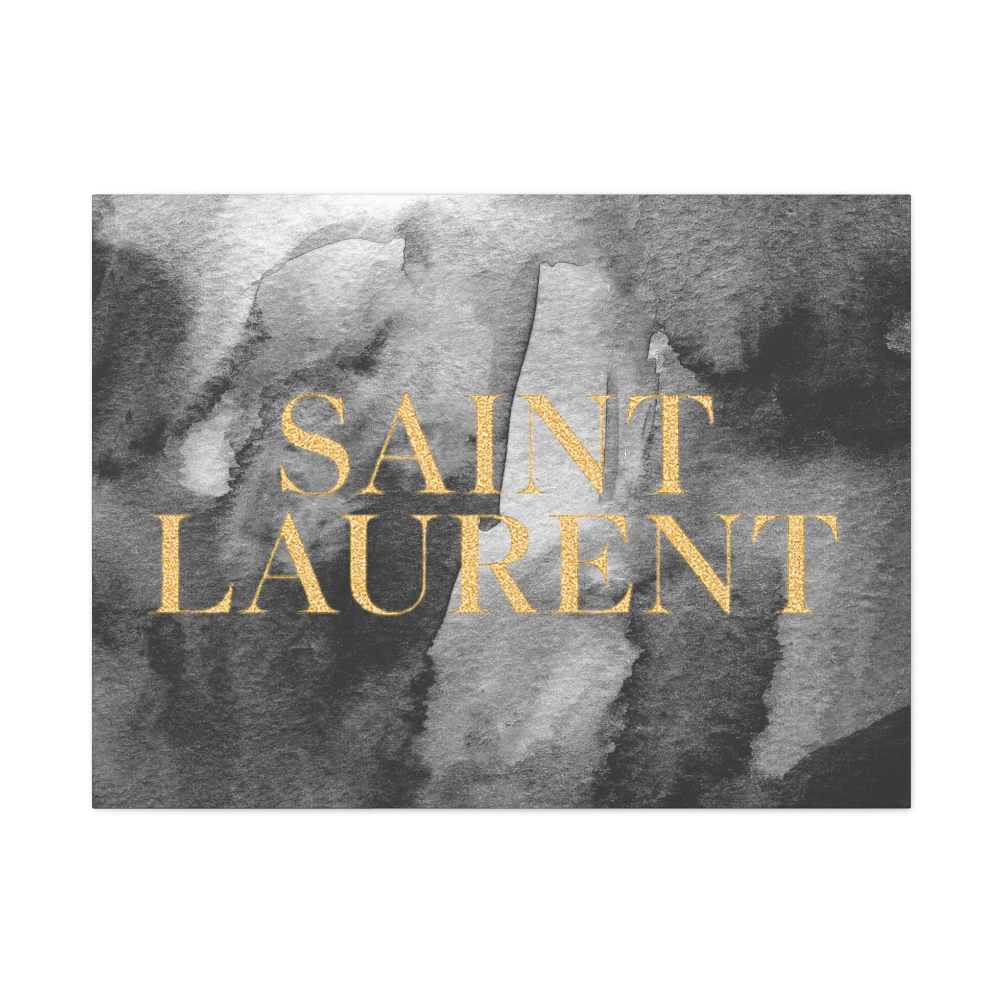 Saint Laurent Gold Text Canvas Wall Art