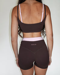 Layered Shorts - Coffee Brown/Pink Peony
