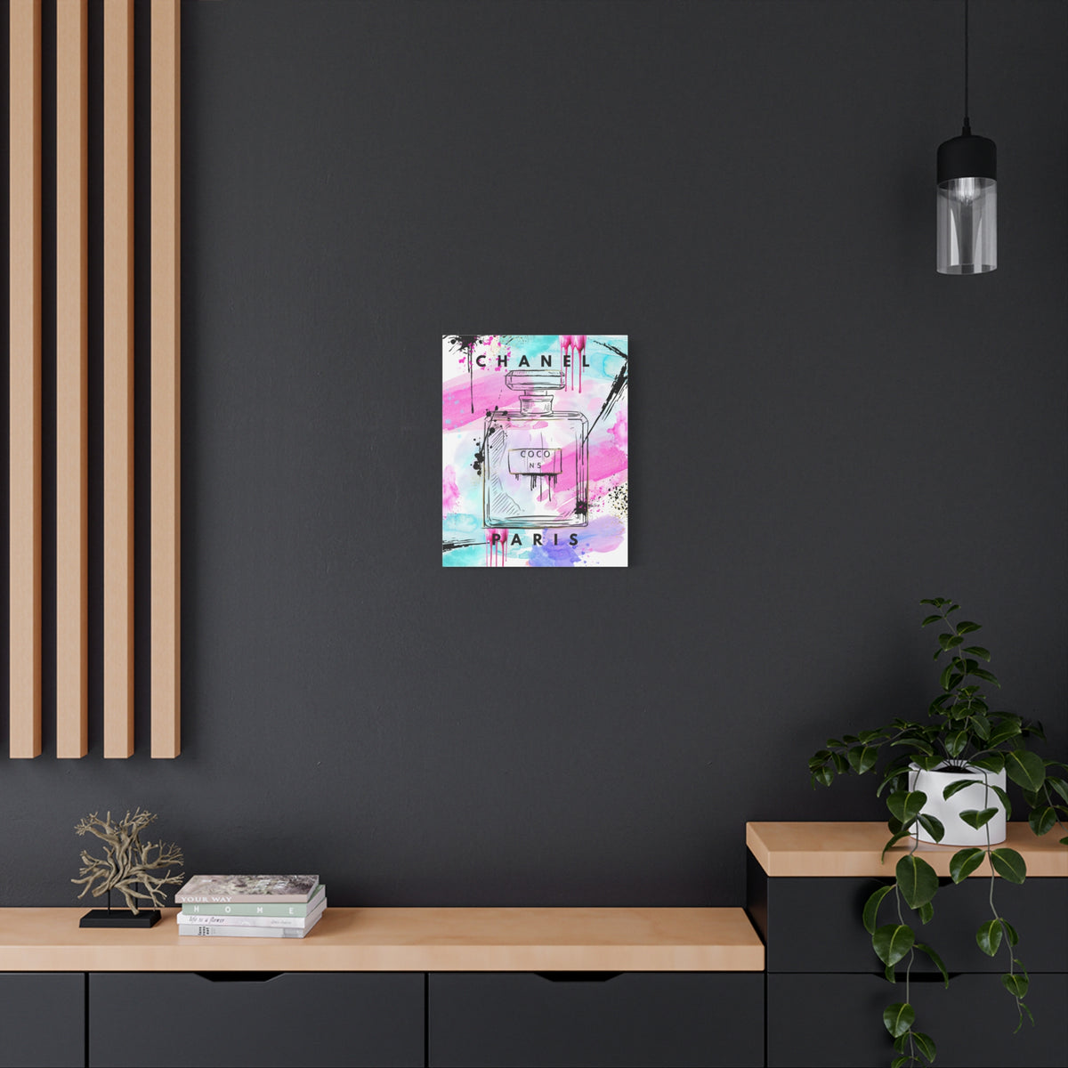 Coco No.5 Watercolor Perfume Bottle Matte Canvas Wall Art