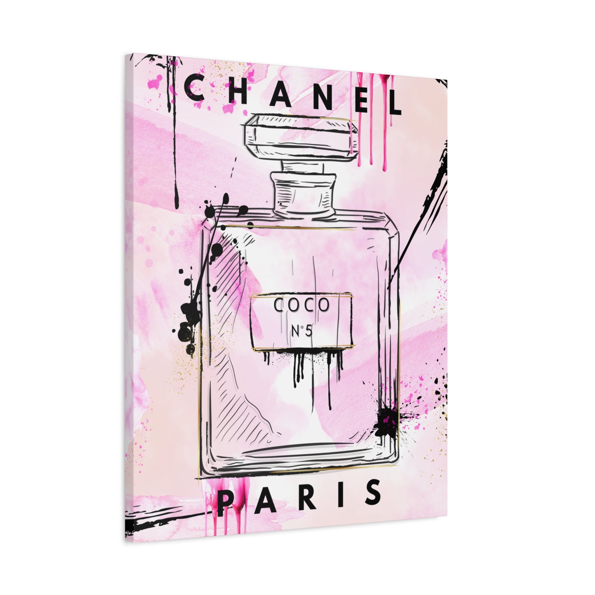 Coco No.5 Perfume Bottle Pink Canvas Wall Art