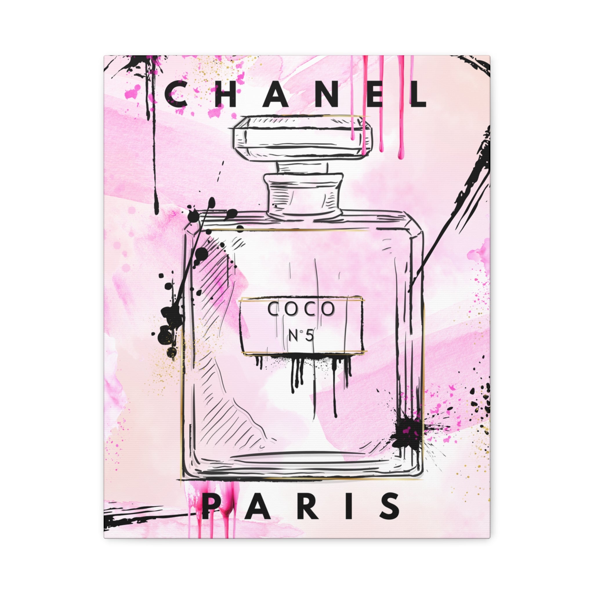 Coco No.5 Perfume Bottle Pink Canvas Wall Art