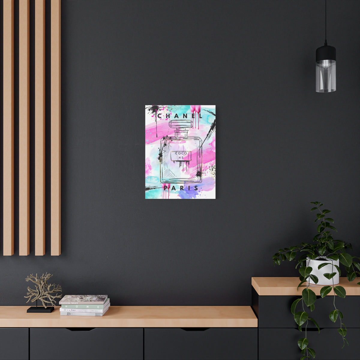 Coco No.5 Watercolor Perfume Bottle Matte Canvas Wall Art