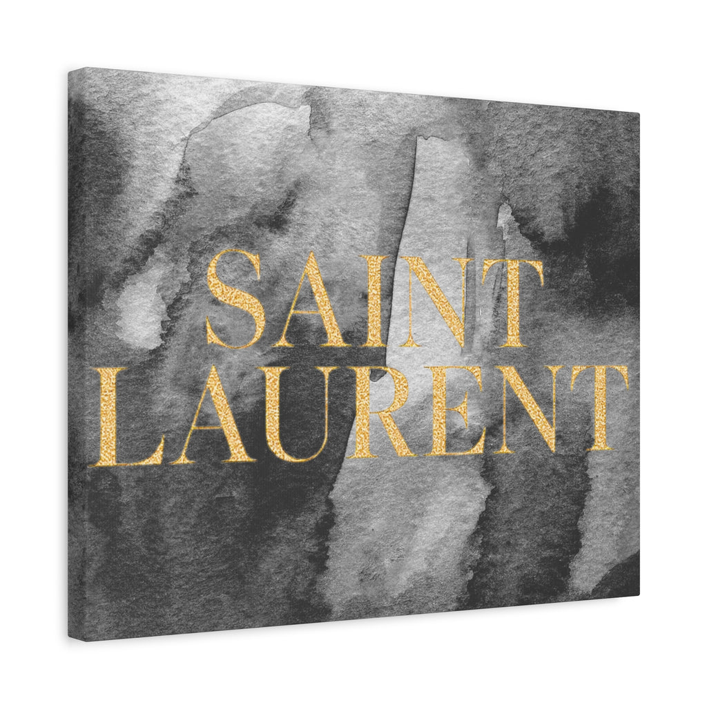 Saint Laurent Gold Text Canvas Wall Art