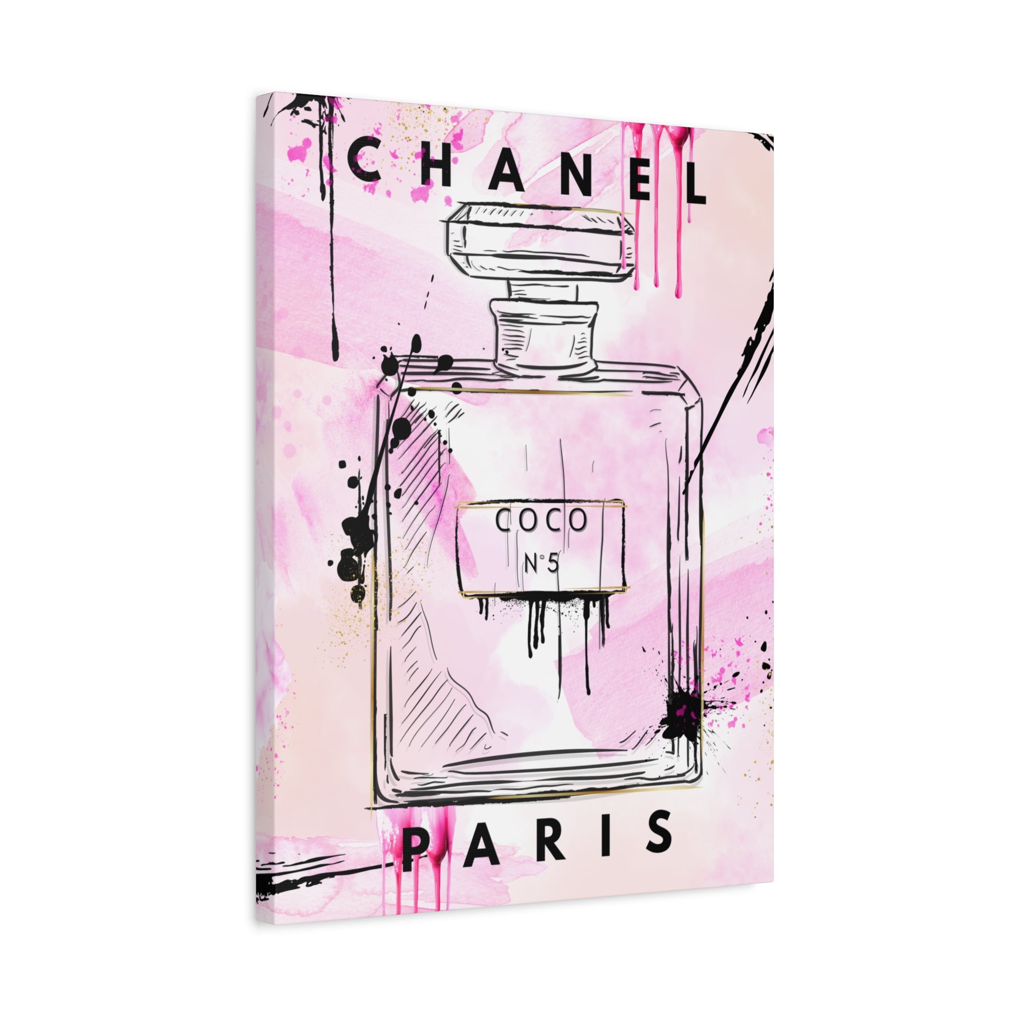 Coco No.5 Perfume Bottle Pink Canvas Wall Art