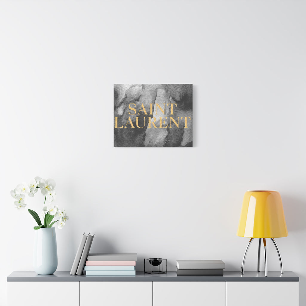 Saint Laurent Gold Text Canvas Wall Art