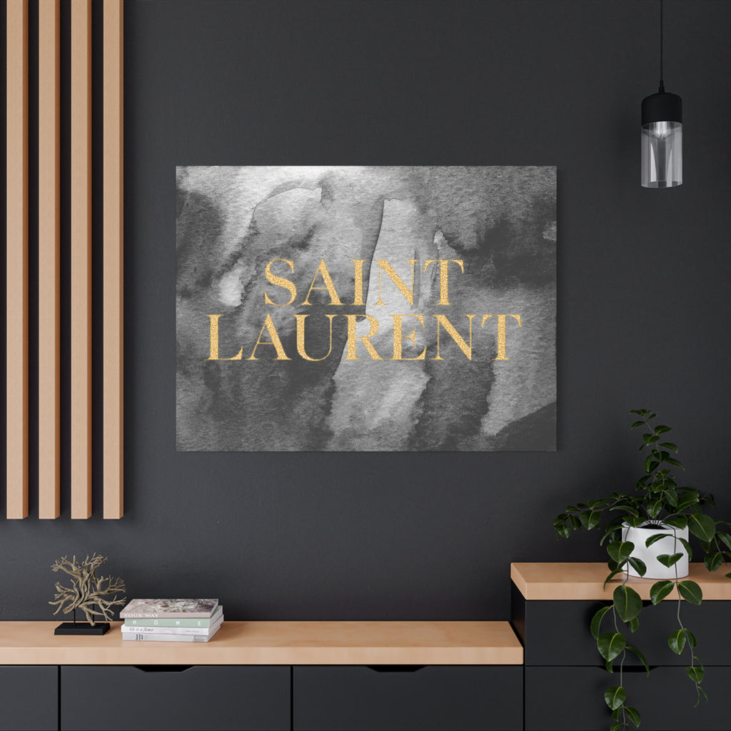 Saint Laurent Gold Text Canvas Wall Art
