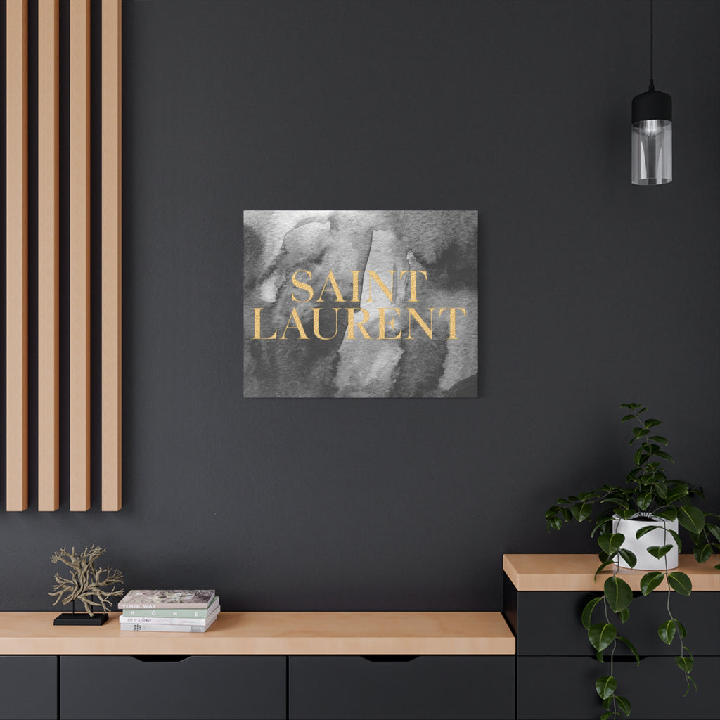 Saint Laurent Gold Text Canvas Wall Art