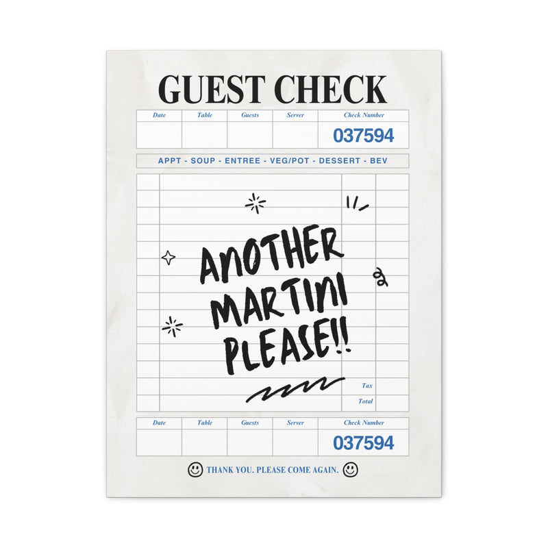'GUEST CHECK' ART CANVAS