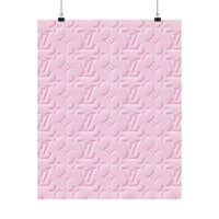 Pink Embossed Pattern Matte Poster — Luxury Monogram Texture Wall Art