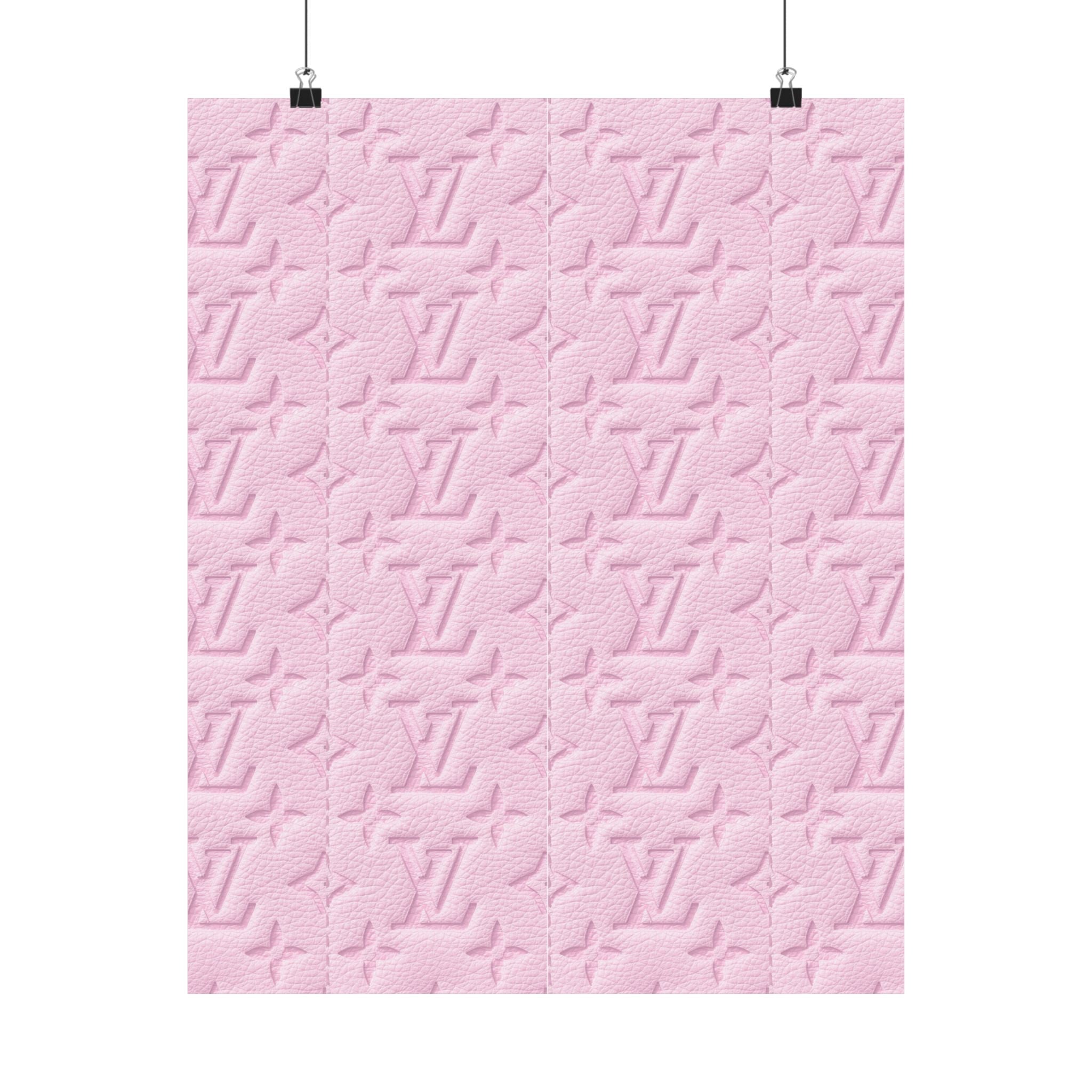 Pink Embossed Pattern Matte Poster — Luxury Monogram Texture Wall Art