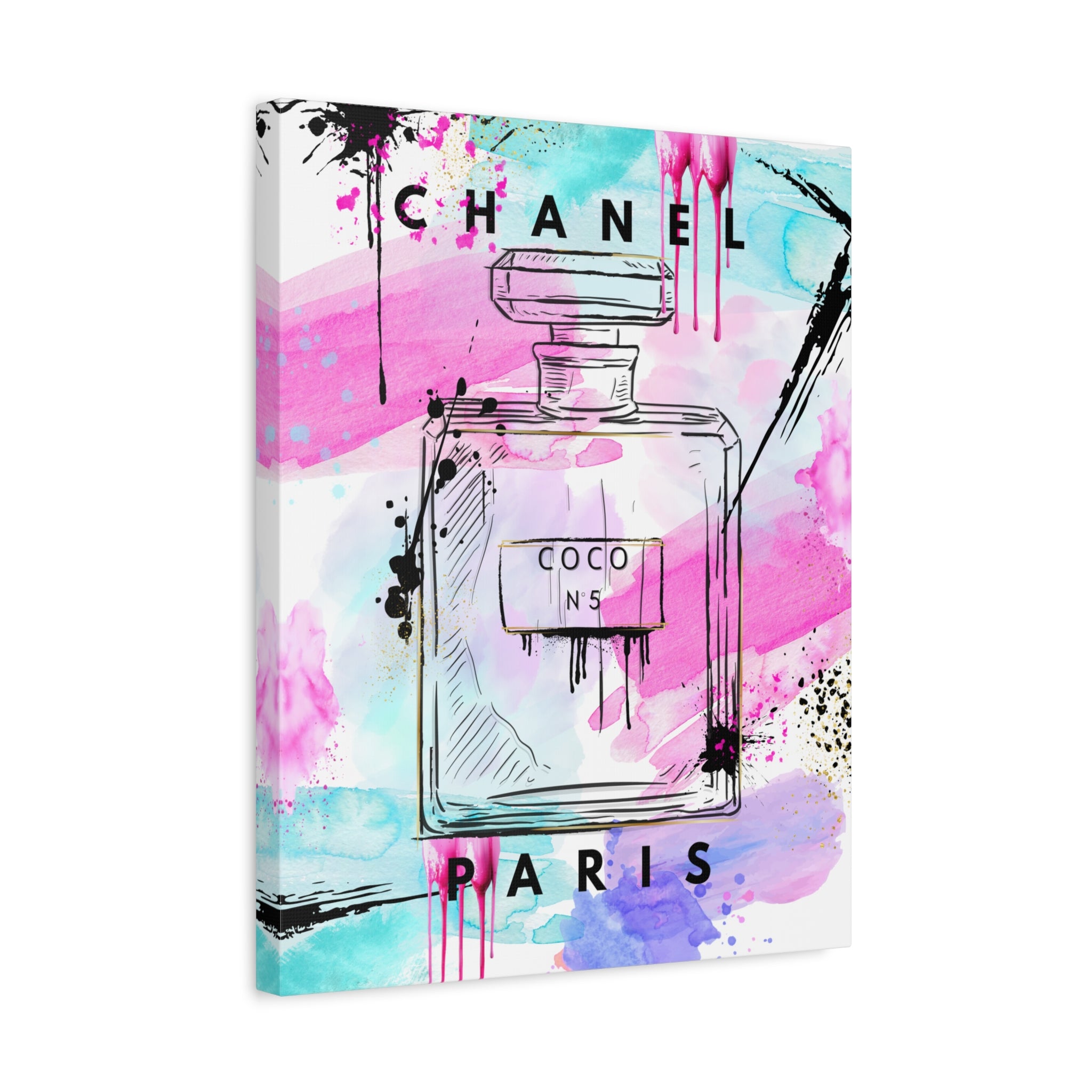 Coco No.5 Watercolor Perfume Bottle Matte Canvas Wall Art