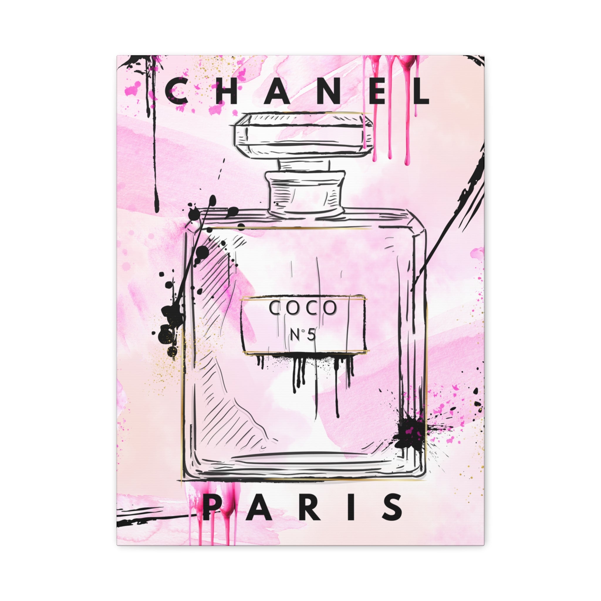 Coco No.5 Perfume Bottle Pink Canvas Wall Art